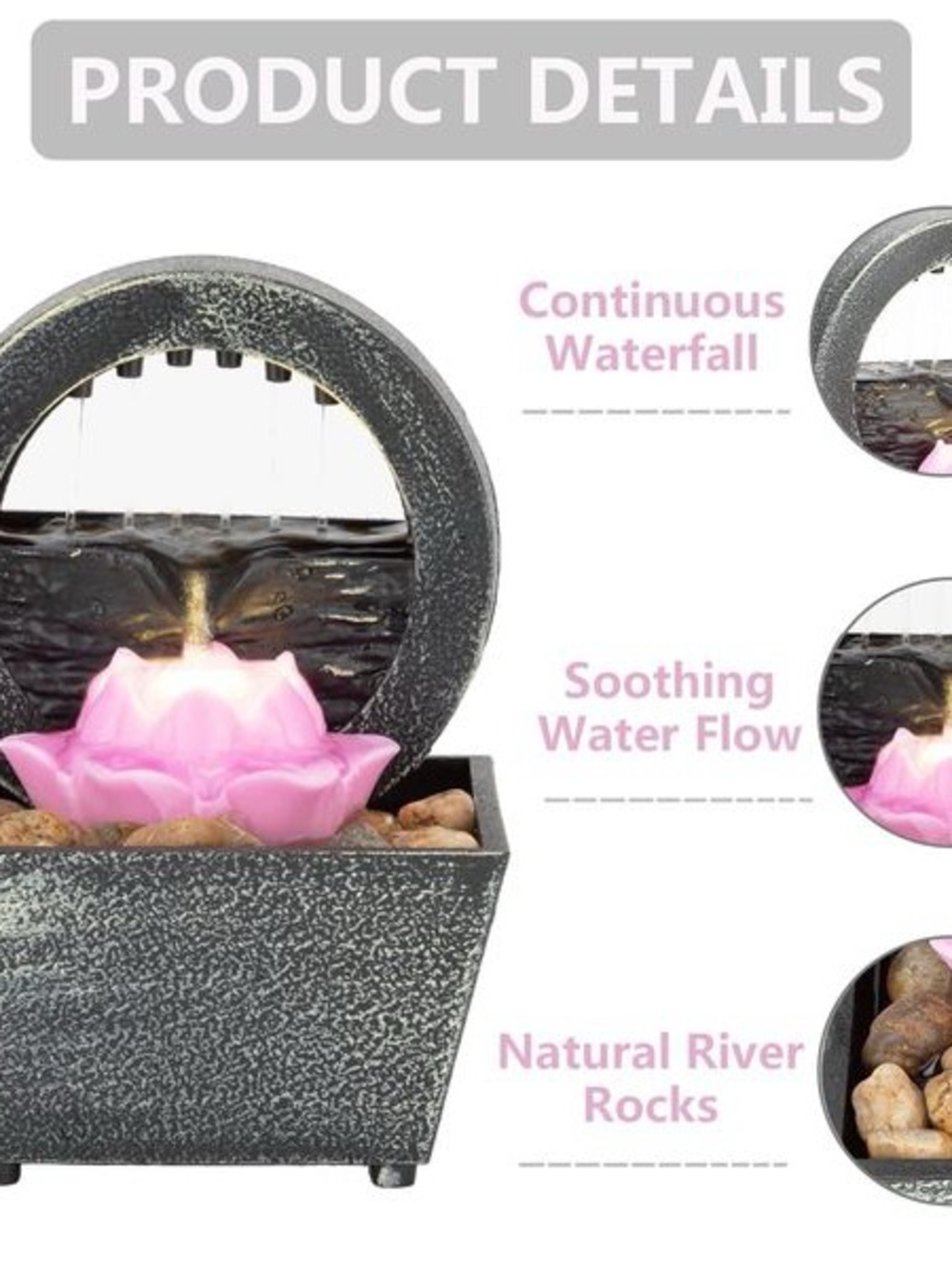 The Raining Lotus LED Tabletop Fountain - Picture 2 of 4